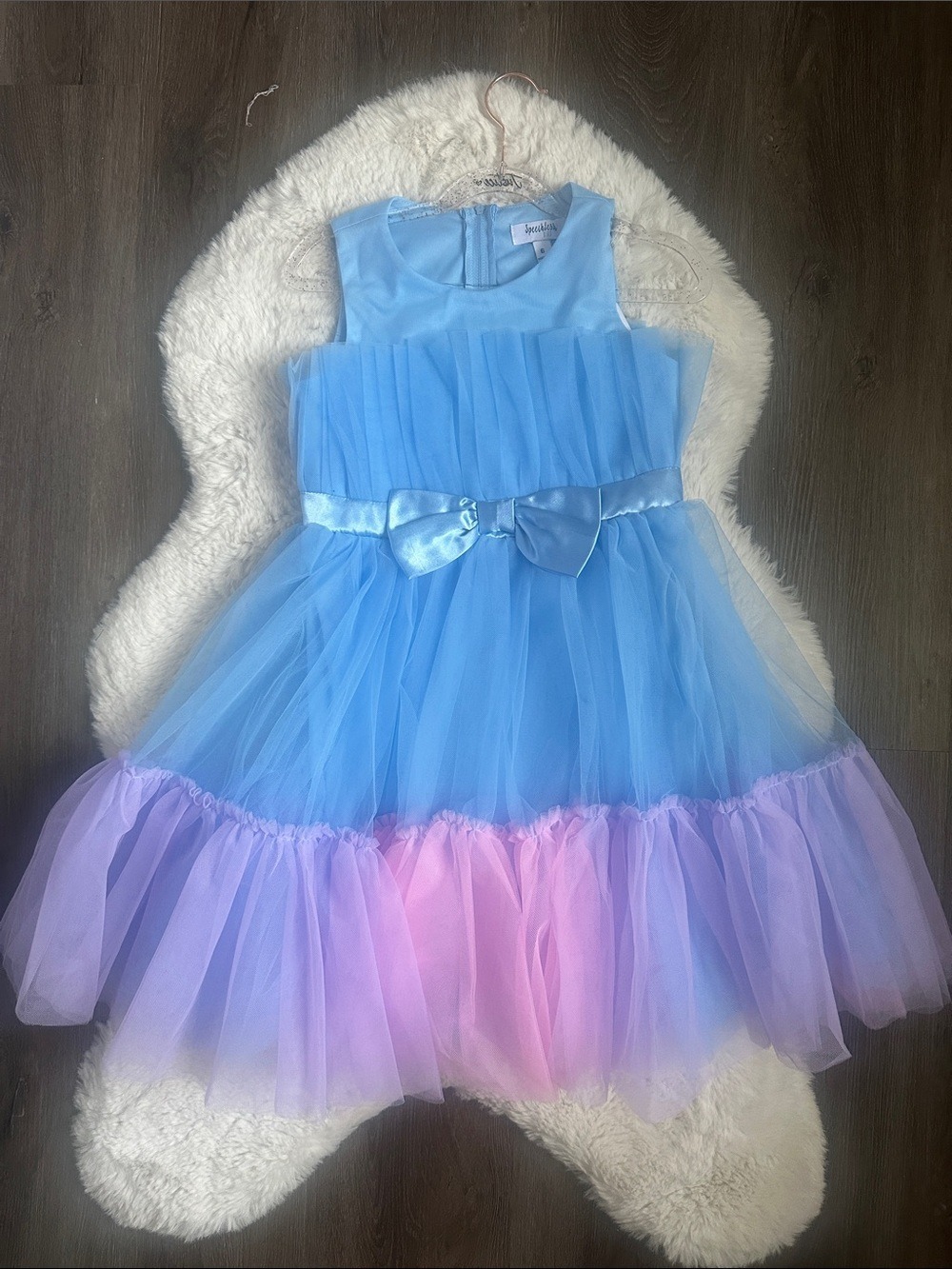 Blue & Lavender Tulle Party Dress with Bow size 6